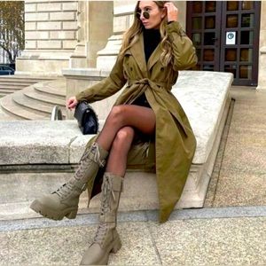 zara brown tall front tie boots with side zip size 38‎ never worn.